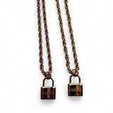 Padlock pendant vegan pride gold chain necklace - Rosenix