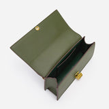 Carol Rhombus Chain Vegan Leather Purse: Green - Rosenix