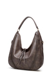 Tracy Vegan Leather Shoulder Cross Body Hobo/ Large Tote Bag: Gray - Rosenix